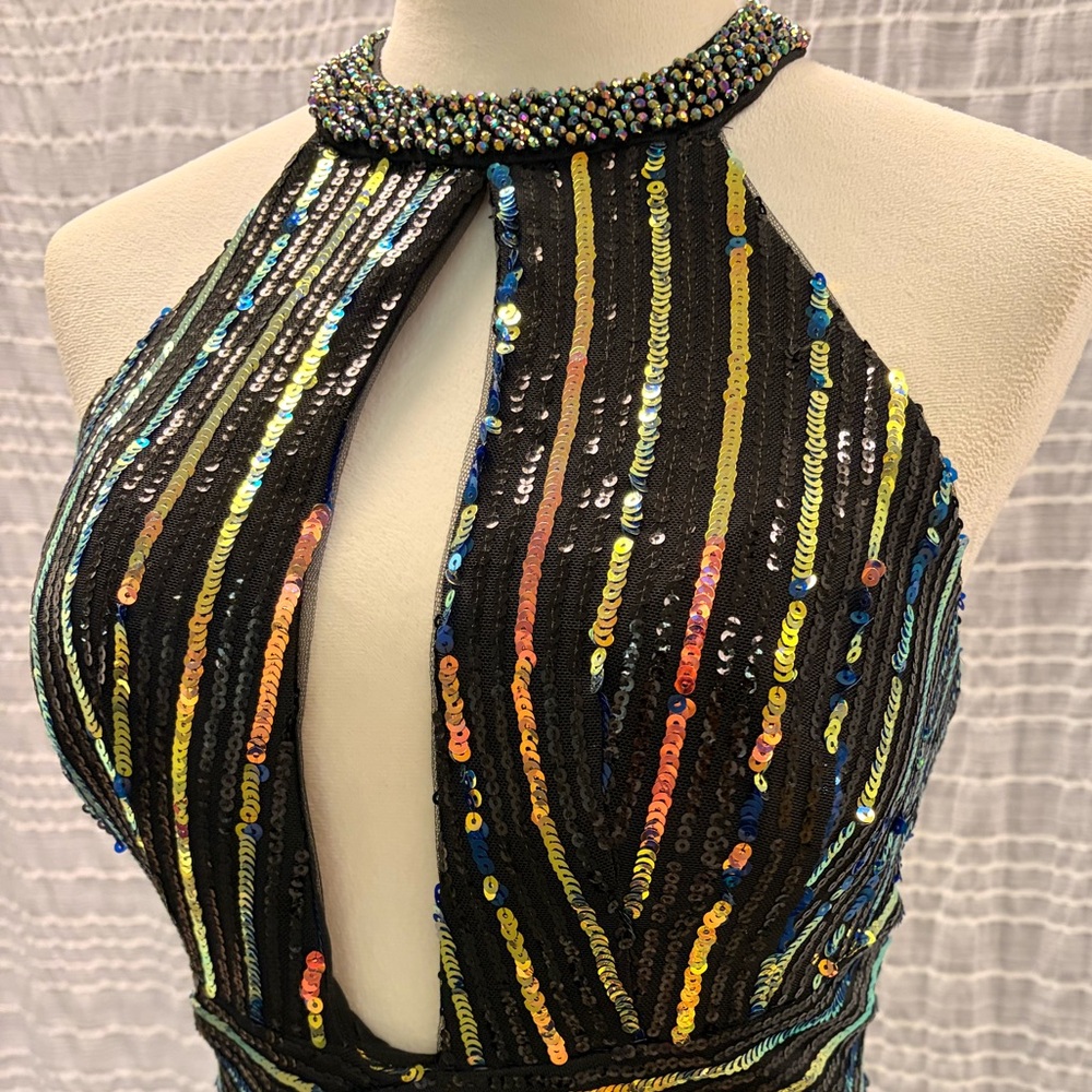 Johnathan Kayne Black and Multicolor Sequin Gown - Picture 5 of 8